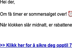 ⏰ STOPP! Salget avsluttes om (4) timer