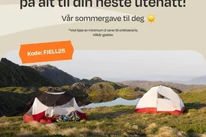 ⛺️ -25% på telt, soveposer, liggeunderlag..