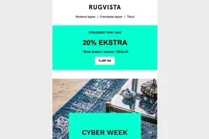 20 % rabatt på alt – forlenget til midnatt 💥