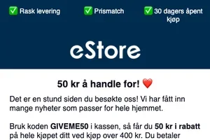 Du får 50 kr å handle for! 🥰 Kan brukes på hele sortimentet – også på nedsatte produkter!