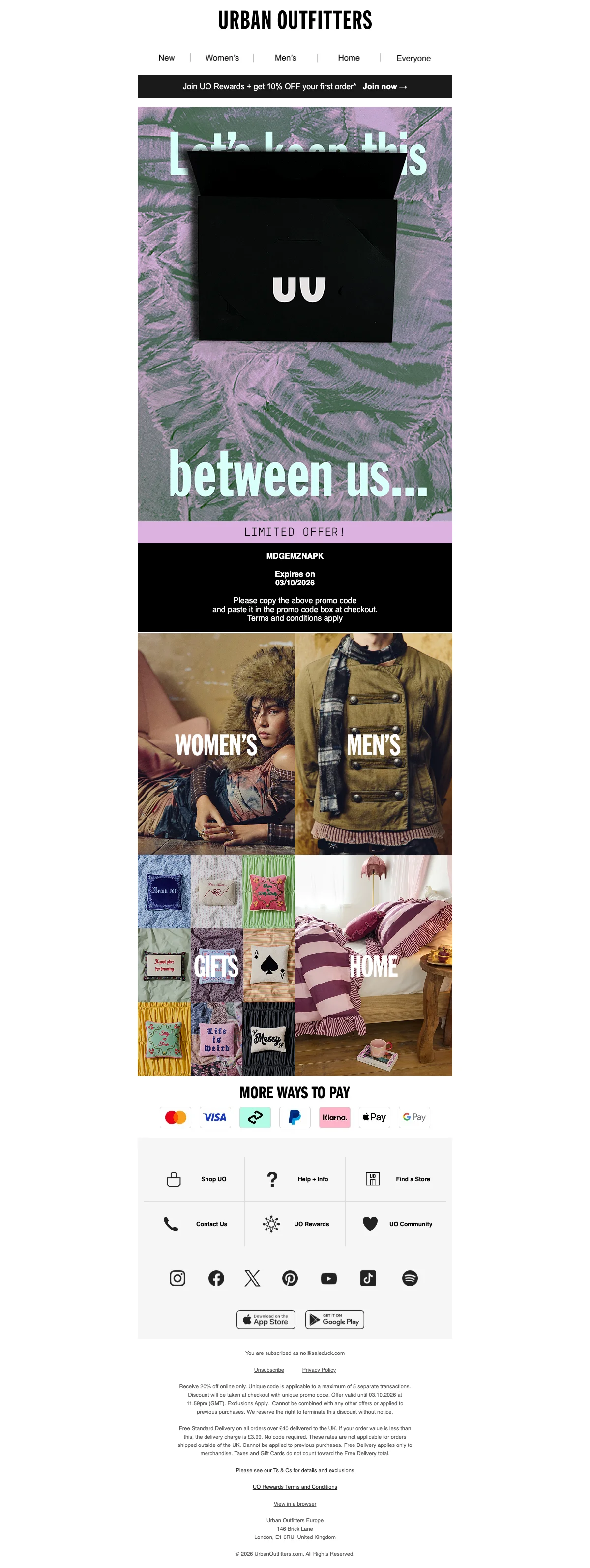 Bevis på rabattkode - Urban Outfitters - Rabattkode: [[20% rabatt]] på alt, begrenset tilbud