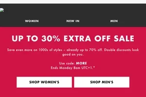 Up to 30% extra off Sale