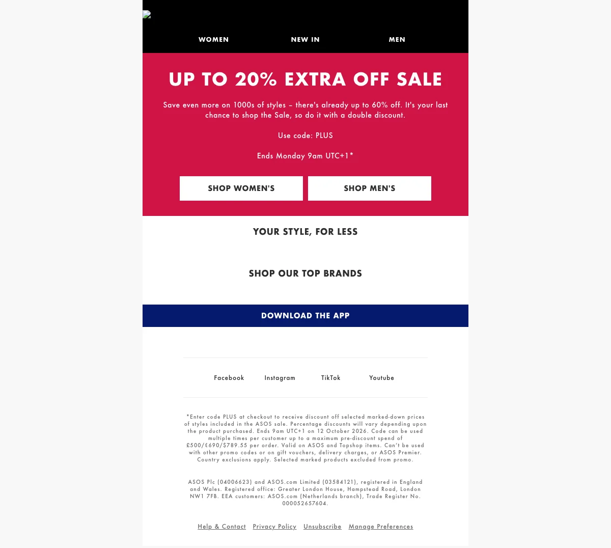 Bevis på rabattkode - ASOS - Rabattkode: 20 % ekstra på salg for kvinner og menn på utvalgte varer