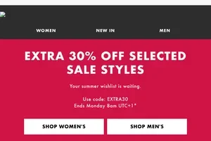Extra 30% off selected Sale styles