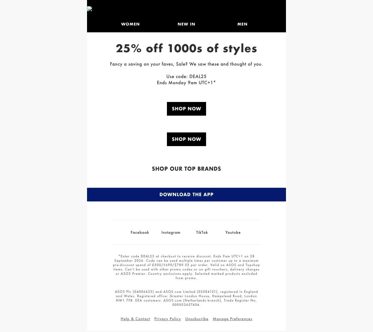 Bevis på rabattkode - ASOS - Rabattkode: [[25% rabatt]] på tusenvis av nye stiler for dame og herre