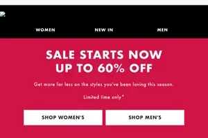 Up to 60% off Sale starts now, Sale