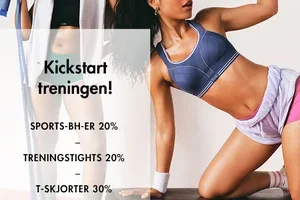Sports-BH-er 20% | Treningstights 20% | T-skjorter 30%🔵
