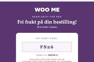 💌 Få fri frakt* med vår unike kode!
