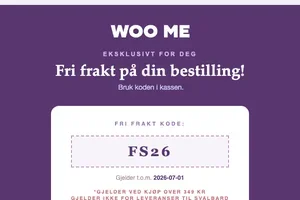 💌 Få gratis frakt* med vår eksklusive kode