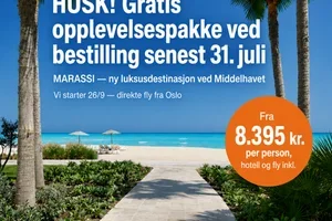 HUSK Opplevelsespakken din er gratis hvis du bestiller innen 31. juli.