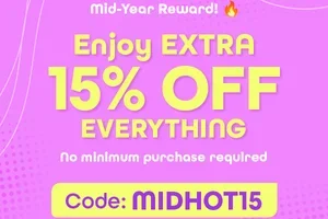 Big Mid-Year Energy: Extra 15% OFF starts NOW! ⚡No min. spend