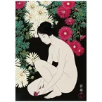 Woman Among Chrysanthemums