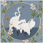 White Egrets Floral Circle