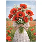 Woman Holding Poppies
