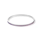 Bangle stainless steel silver & crystals pavé amethyst