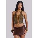 Vaca Whipstitch Faux Leather Corset