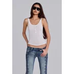Sheer Henley Vest in White