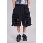 Black Distressed Monster Shorts