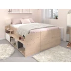 Space-UP 140x200 seng med garderobe og hyller - NATUR