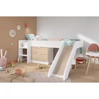 Halvhøy seng med sklie - 90x200