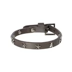 LEATHER STAR STUD BRACELET MINI CHOCOLATE BROWN W/GUN