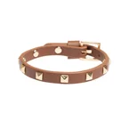 LEATHER STUD BRACELET MINI COGNAC