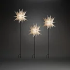 3D-stjerner på stativ med LED – 3 stk – Hvit