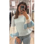 LIANA KNIT SWEATER LIGHTBLUE/WHITE