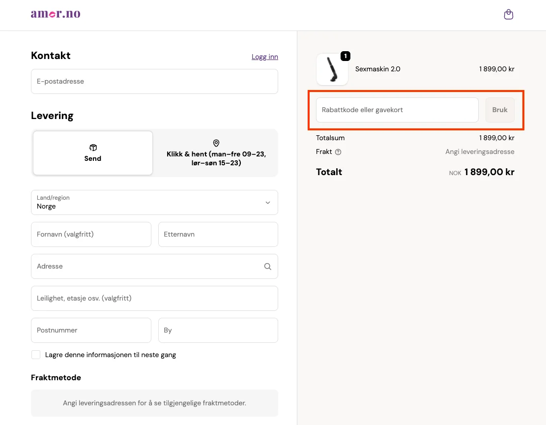 Slik bruker du rabattkoden - Amor