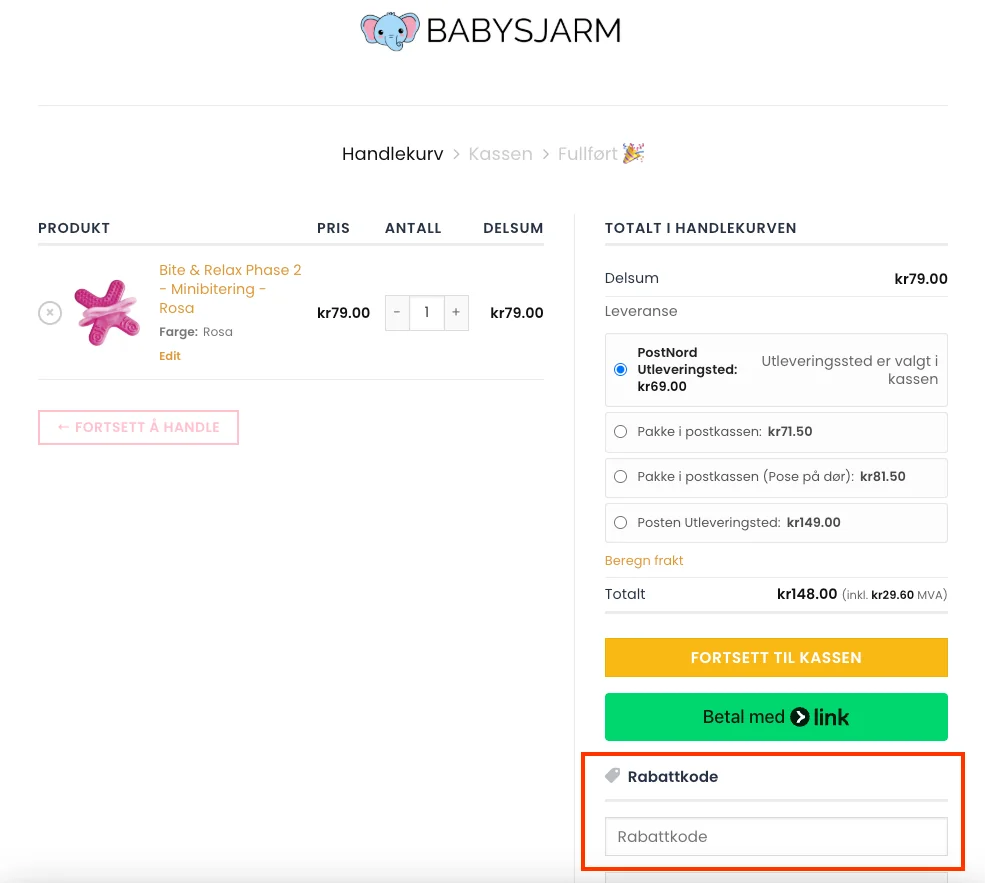 Slik bruker du rabattkoden - Babysjarm