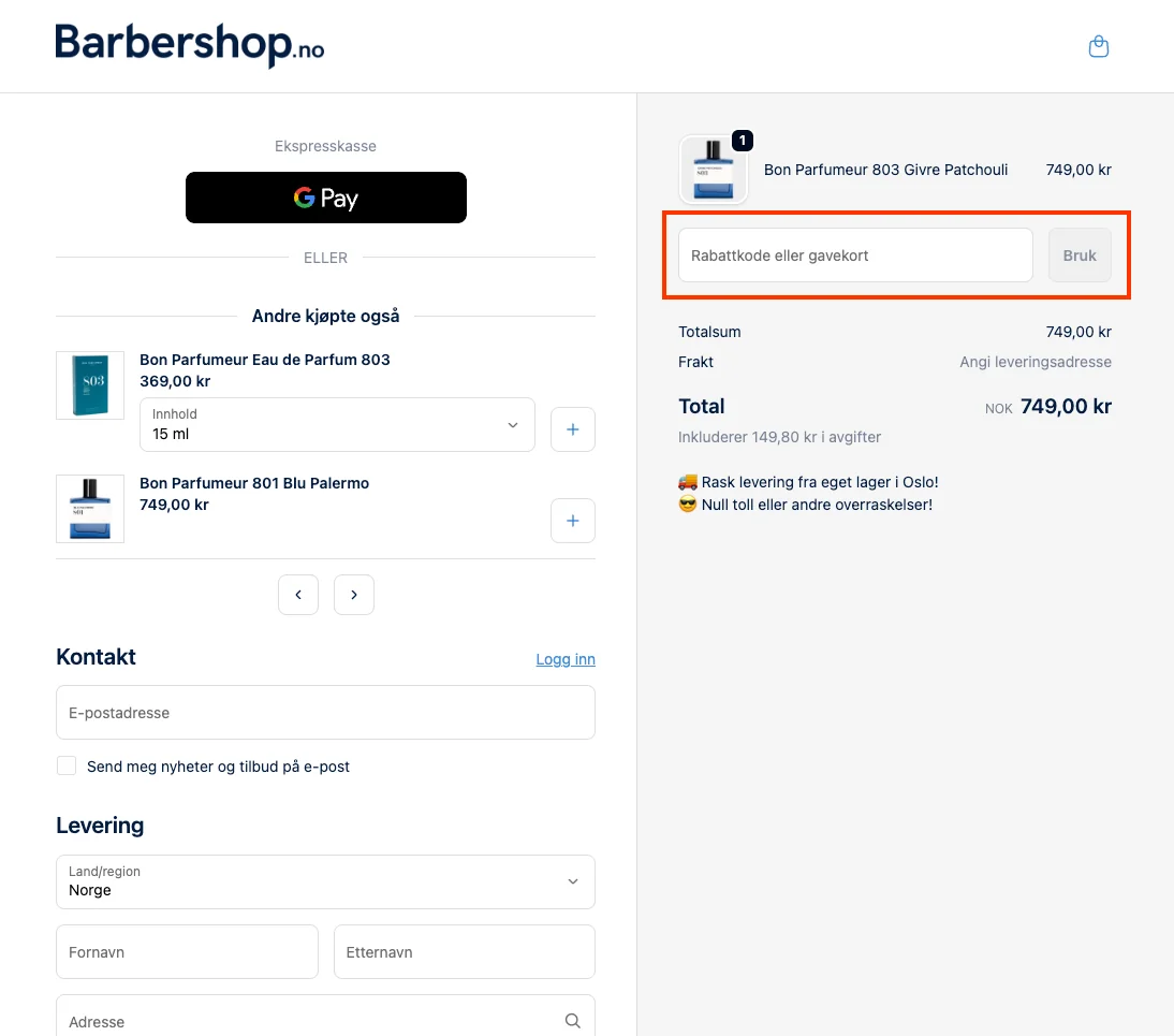 Slik bruker du rabattkoden - Barbershop