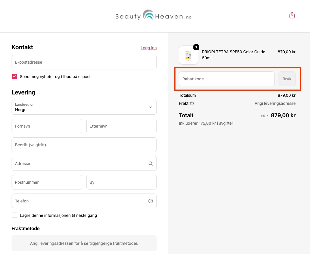 Slik bruker du rabattkoden - Beautyheaven