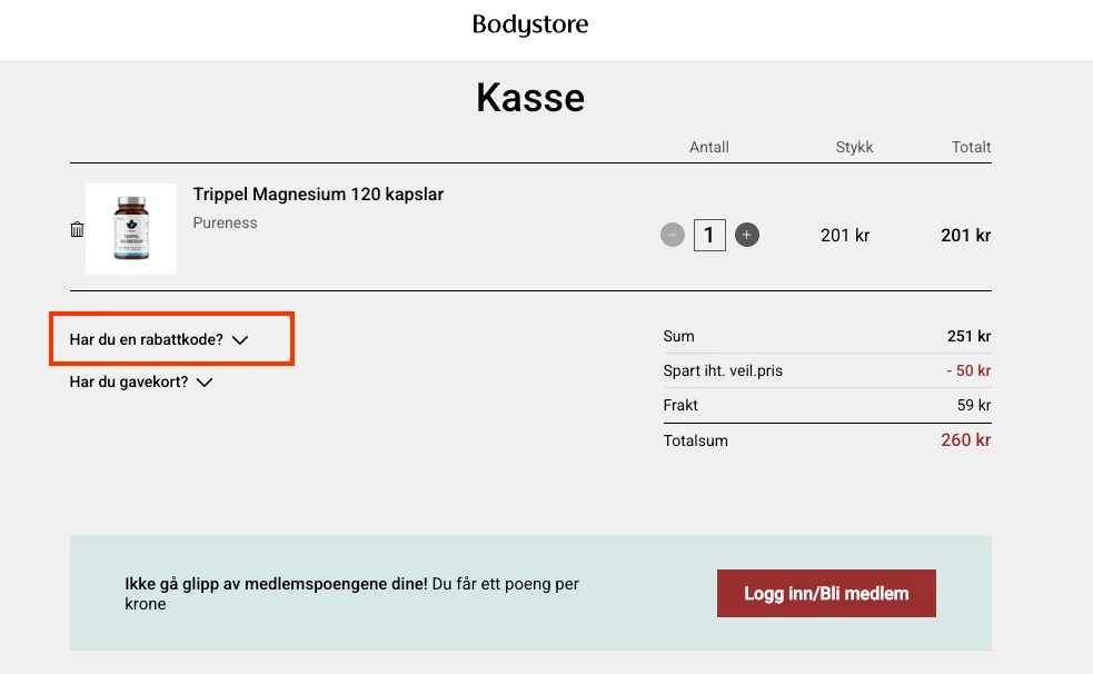 Slik bruker du rabattkoden - Bodystore