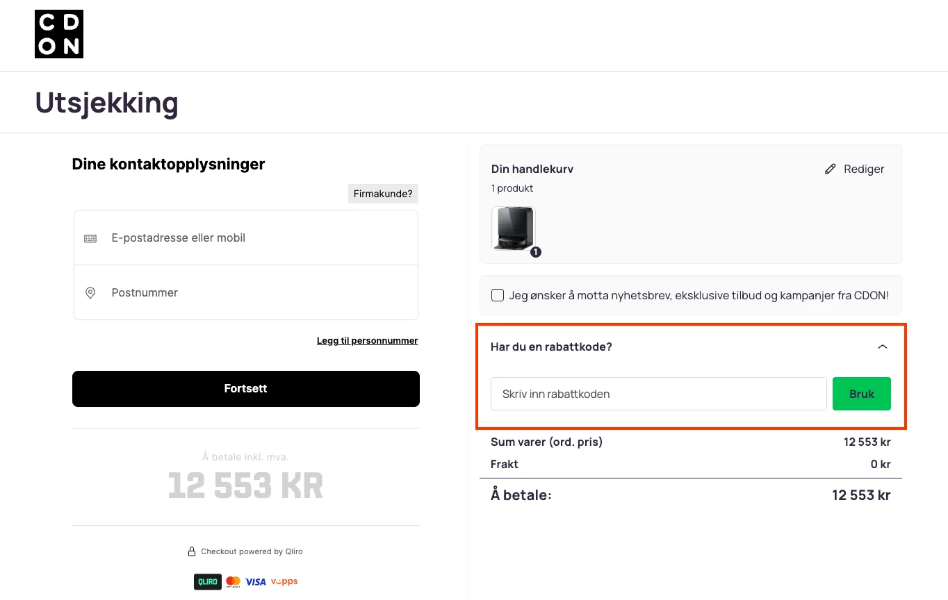 Slik bruker du rabattkoden - CDON