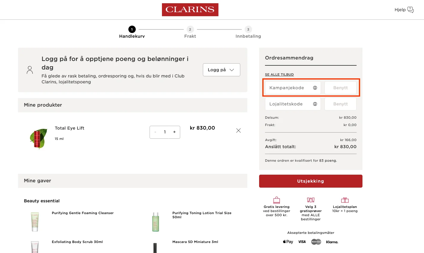 Slik bruker du rabattkoden - Clarins