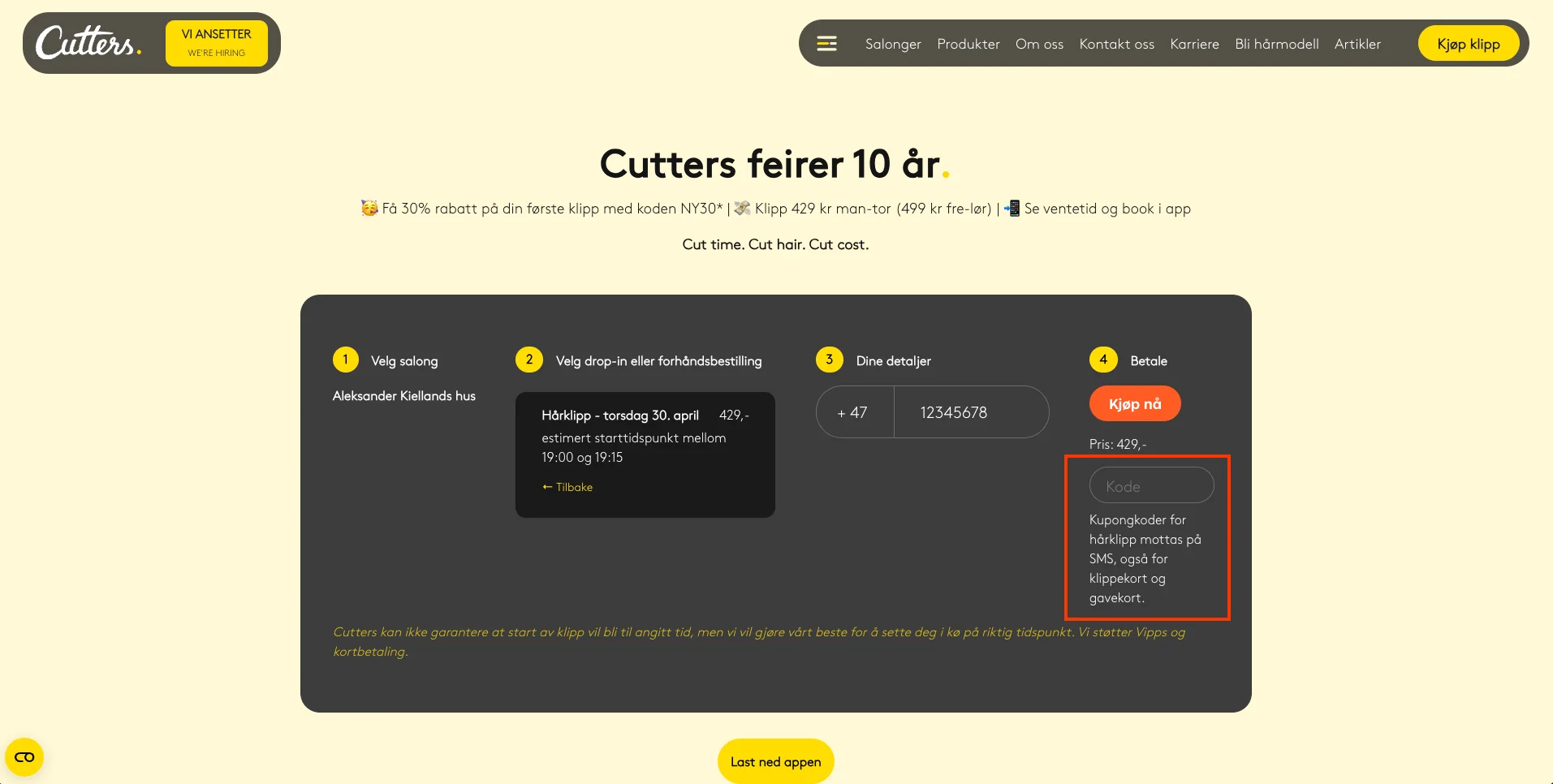 Slik bruker du rabattkoden - Cutters