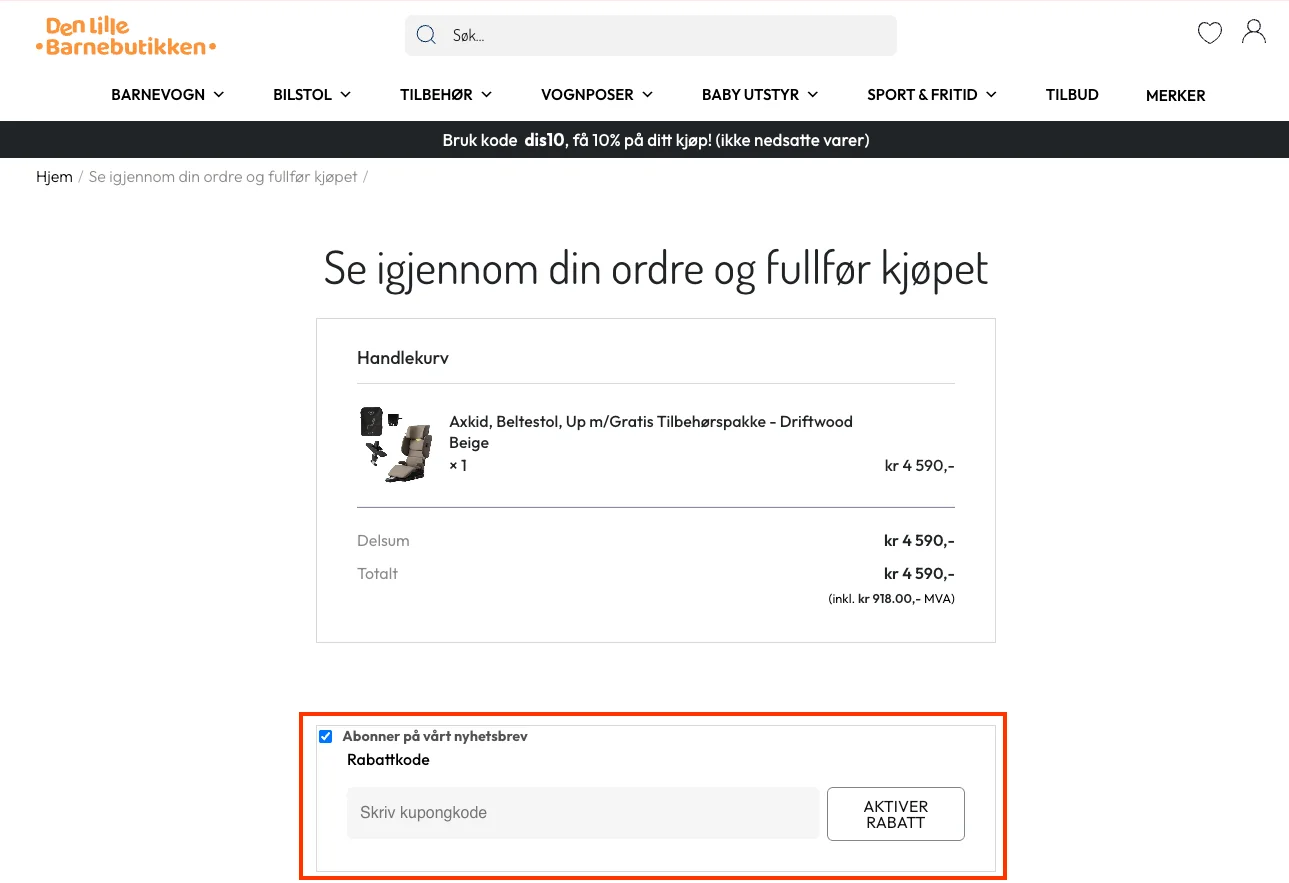 Slik bruker du rabattkoden - Den lille barnebutikken