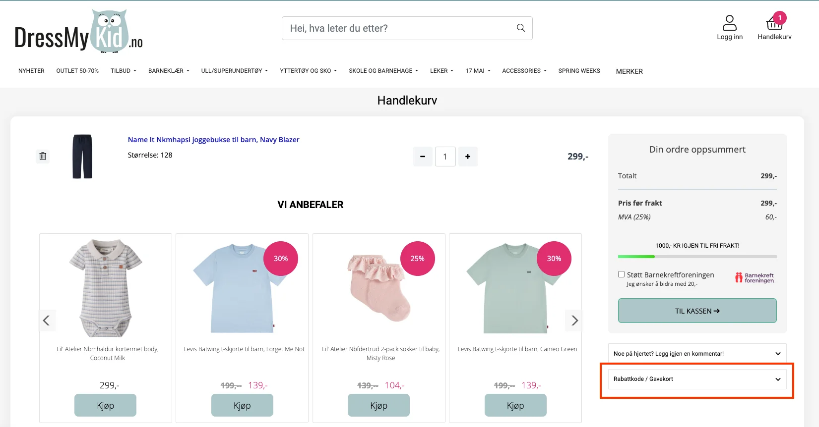 Slik bruker du rabattkoden - Dressmykid