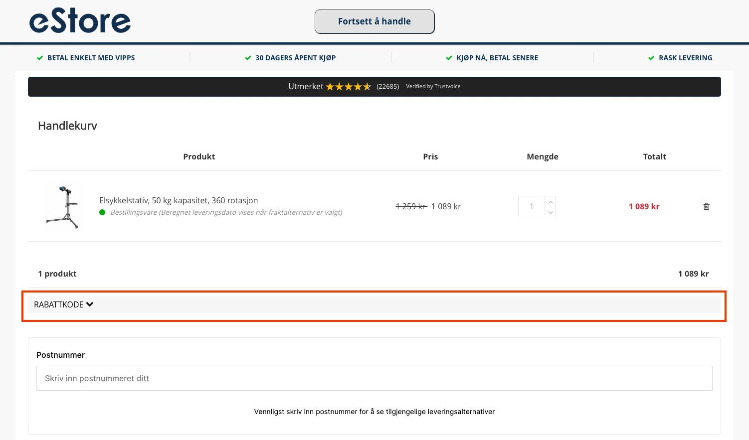 Slik bruker du rabattkoden - Estore