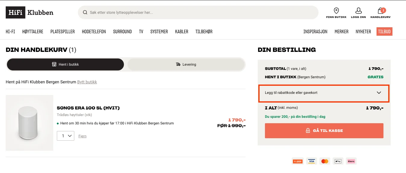 Slik bruker du rabattkoden - hifiklubben