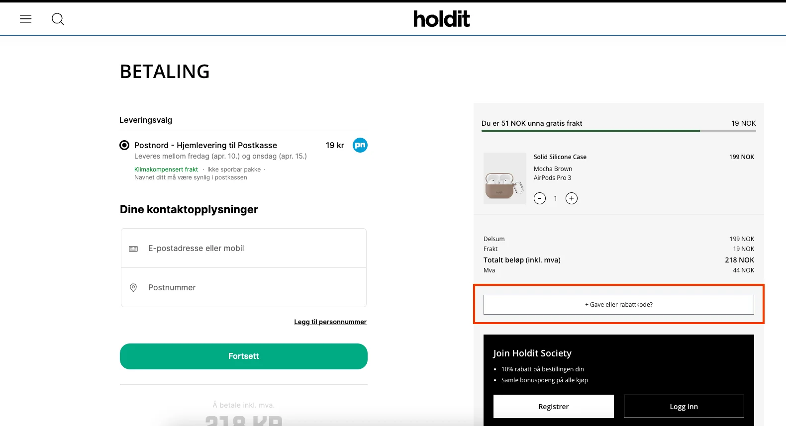 Slik bruker du rabattkoden - Holdit