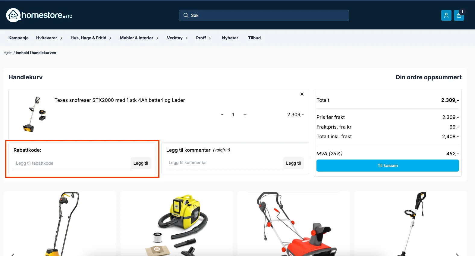 Slik bruker du rabattkoden - Homestore