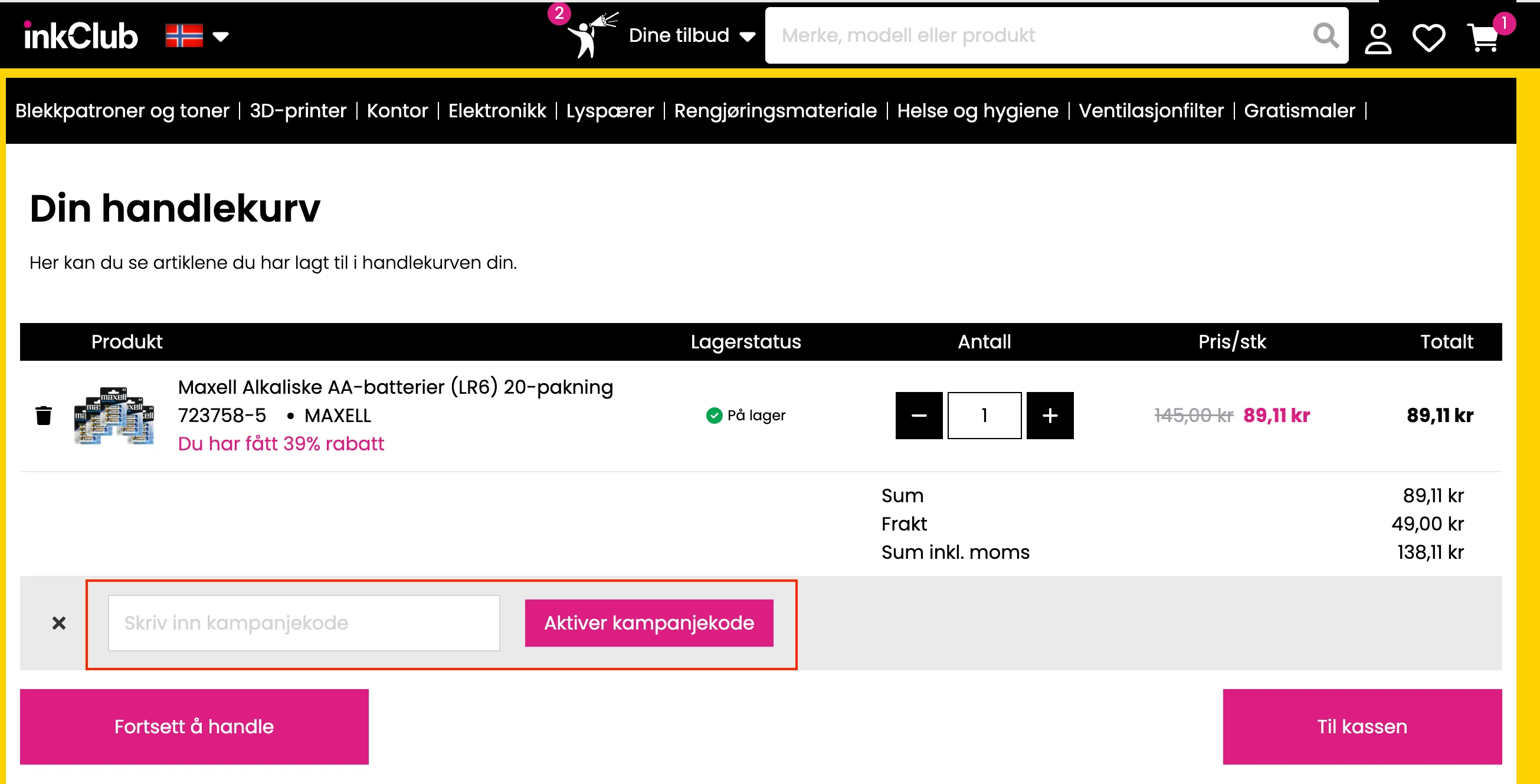 Slik bruker du rabattkoden - Inkclub