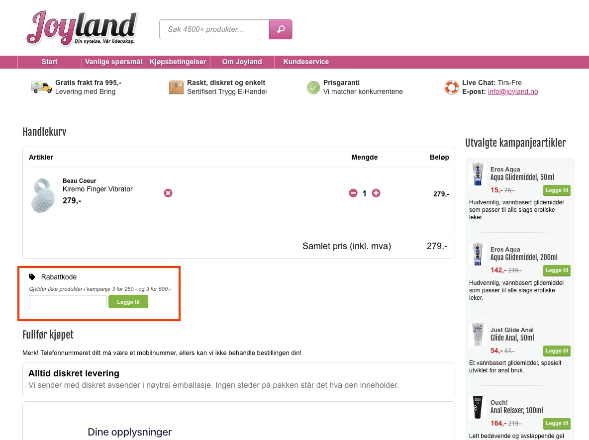 Slik bruker du rabattkoden - Joyland