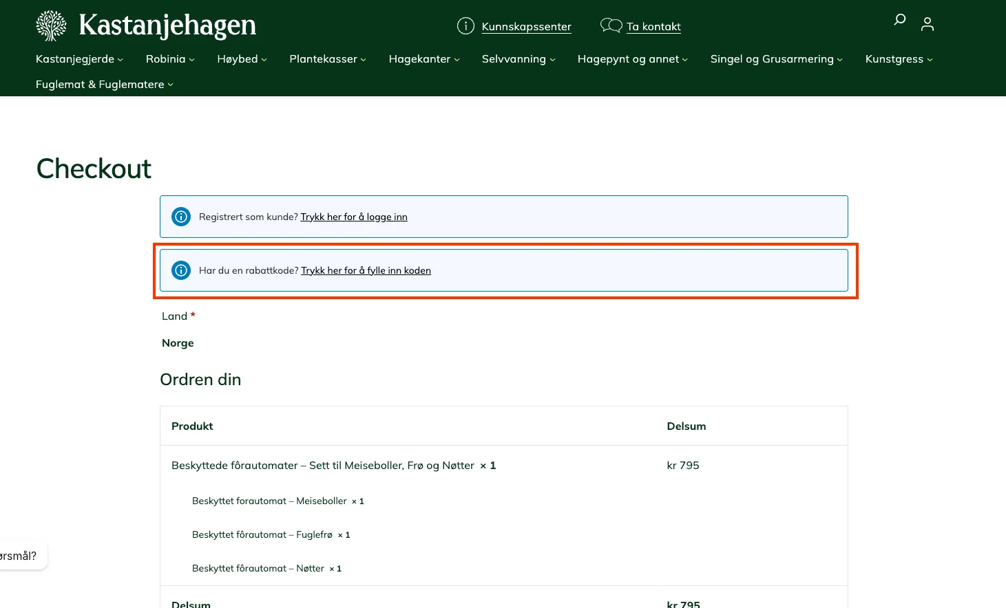 Slik bruker du rabattkoden - Kastanjehagen