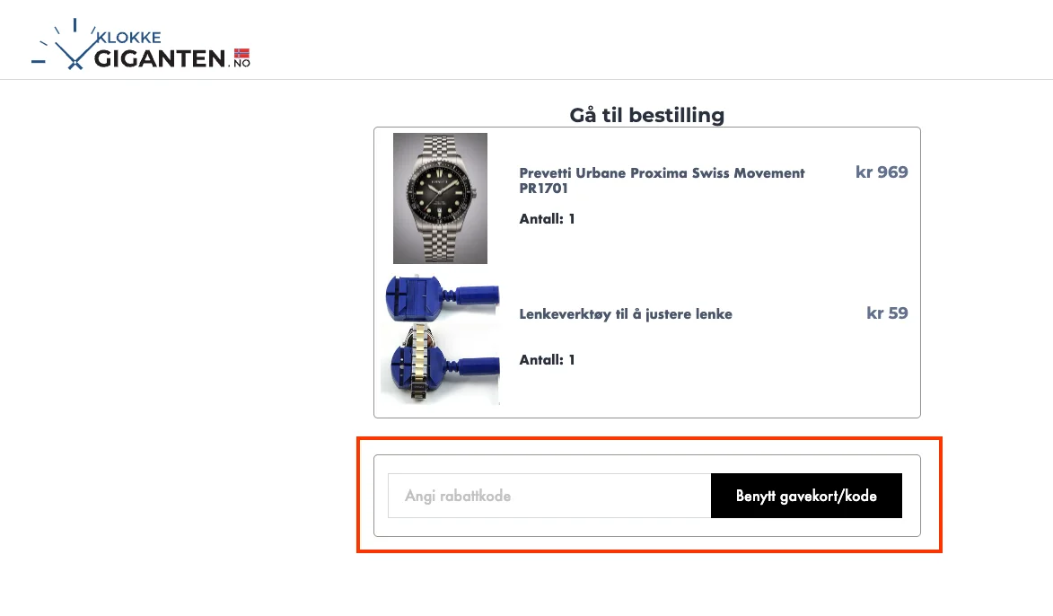 Slik bruker du rabattkoden - Klokkegiganten