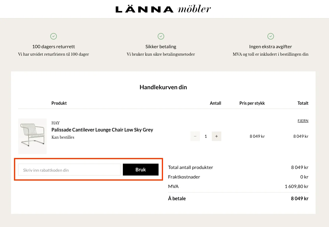 Slik bruker du rabattkoden - Lanna