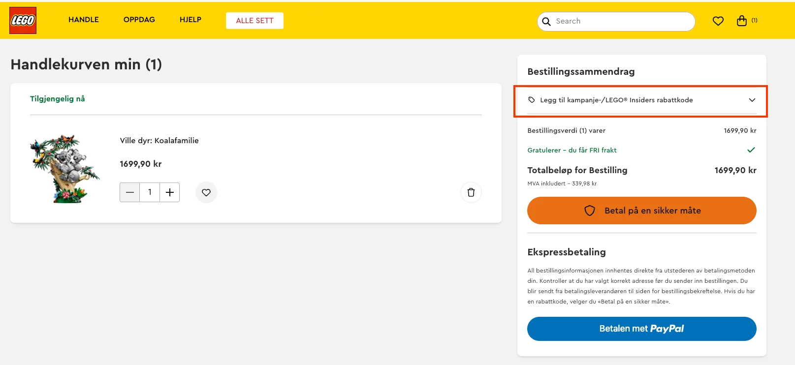 Slik bruker du rabattkoden - Lego