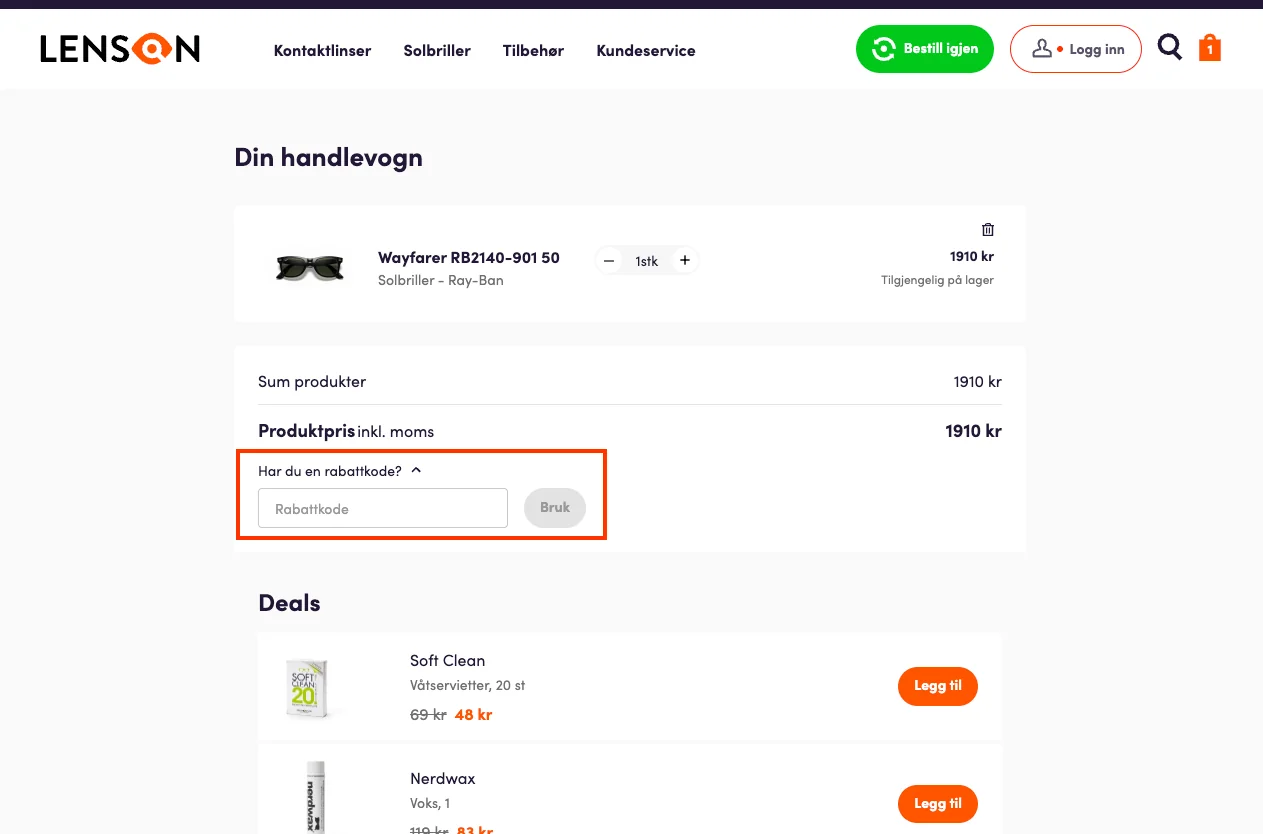Slik bruker du rabattkoden - Lenson