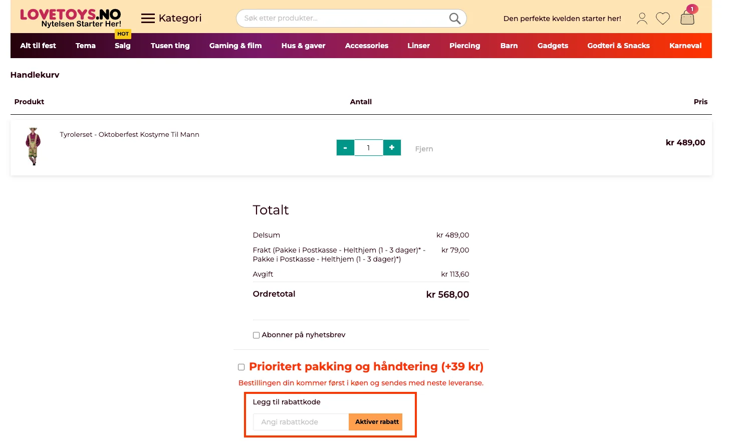 Slik bruker du rabattkoden - Love toys